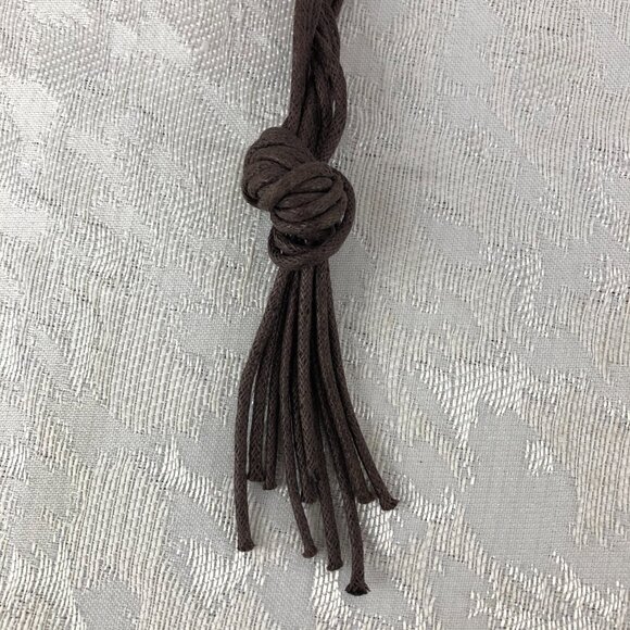 Macrame Brown Bohemian 54” Knotted Cord Belt with Brown Beads and End Tassels - Picture 7 of 8